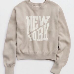 Aerie Cream 'New York' Crew Neck Sweater